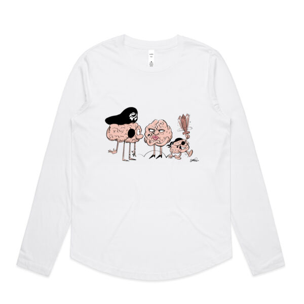 Womens Maple Curve Longsleeve Tee- Smooth Brain Family Thumbnail